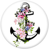 20MM   Flower   Ship's   anchor   Print   glass  snaps buttons  Beach Ocean