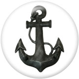20MM  Ship's   anchor   Print   glass  snaps buttons Beach Ocean