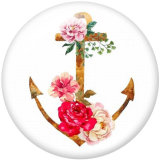 20MM   Flower   Ship's   anchor   Print   glass  snaps buttons  Beach Ocean