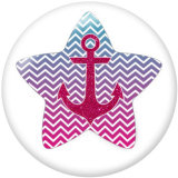 20MM  Ship's   anchor   Print   glass  snaps buttons Beach Ocean