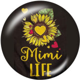 20MM Sun Flower  words   Print   glass  snaps buttons