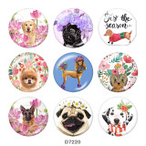 20MM  Flower   Dog   Print   glass  snaps buttons