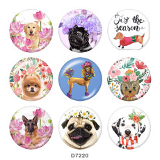 20MM  Flower   Dog   Print   glass  snaps buttons