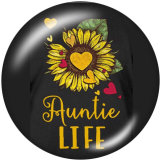 20MM Sun Flower  words   Print   glass  snaps buttons