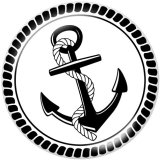 20MM  Ship's   anchor   Print   glass  snaps buttons Beach Ocean