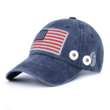 American flag summer sunscreen fit 18mm snap button beige Peaked cap snap button jewelry