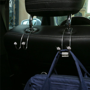 2pcs/lot loveheart Hook diamond-studded stainless steel car backrest hook Mobile phone holder