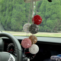 Car crystal ball pendant diamond car rearview mirror full of diamond decoration ornaments with stainless steel chain