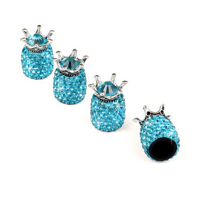 4pcs/lot Crown Diamond valve cap, creative modified car tire cap, diamond valve core cap