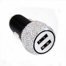 New diamond car mobile phone safety hammer charger dual USB fast charging diamond car mobile phone aluminum alloy car charger