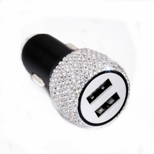 New diamond car mobile phone safety hammer charger dual USB fast charging diamond car mobile phone aluminum alloy car charger
