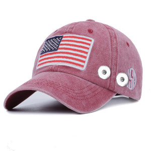 American flag summer sunscreen fit 18mm snap button beige Peaked cap snap button jewelry