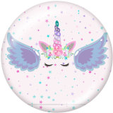20MM  Unicorn  Print   glass  snaps buttons