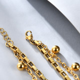 Double-layer stainless steel love bracelet, personalized box chain, 18K real gold plating