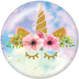 20MM  Unicorn  Print   glass  snaps buttons
