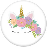 20MM  Unicorn  Print   glass  snaps buttons