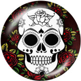 20MM  skull    Print   glass  snaps buttons