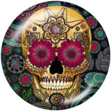 20MM  skull    Print   glass  snaps buttons