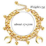 Multi-layer stainless steel personalized round bead moon bracelet