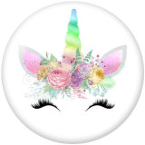 20MM  Unicorn  Print   glass  snaps buttons