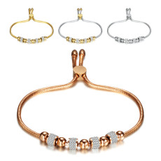 Diamond adjustable length titanium steel bracelet stainless steel bracelet