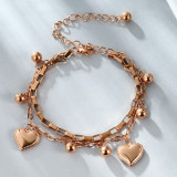 Double-layer stainless steel love bracelet, personalized box chain, 18K real gold plating