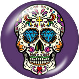20MM  skull    Print   glass  snaps buttons