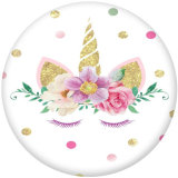 20MM  Unicorn  Print   glass  snaps buttons