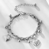 Double-layer stainless steel love bracelet, personalized box chain, 18K real gold plating