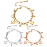Double-layer stainless steel love bracelet, personalized box chain, 18K real gold plating