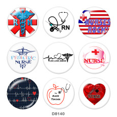 20MM  Nurse   Print   glass  snaps buttons