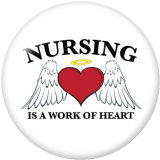 20MM  Nurse   Print   glass  snaps buttons
