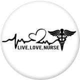 20MM  Nurse   Print   glass  snaps buttons