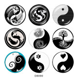 20MM Tai Chi  Print   glass  snaps buttons