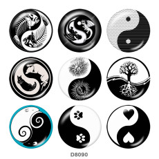 20MM Tai Chi  Print   glass  snaps buttons