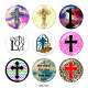 20MM  Cross  Faith  Print   glass  snaps buttons