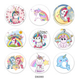 20MM  Unicorn   Print   glass  snaps buttons