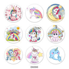 20MM  Unicorn   Print   glass  snaps buttons