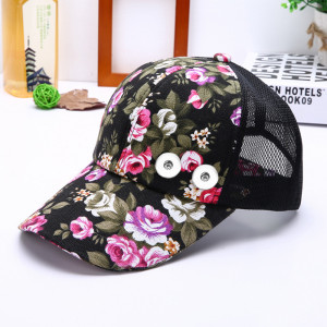 Flower summer sunscreen breathable cap fit 18mm snap button beige snap button jewelry