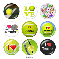 20MM   L   love tennis  Print   glass  snaps buttons