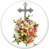 20MM  Cross  Faith  Print   glass  snaps buttons