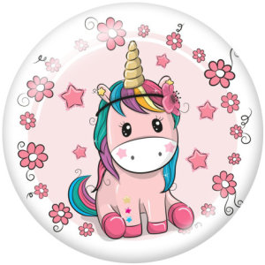 20MM  Unicorn   Print   glass  snaps buttons