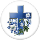 20MM  Cross  Faith  Print   glass  snaps buttons