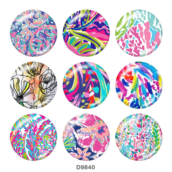 20MM   pattern  Print   glass  snaps buttons