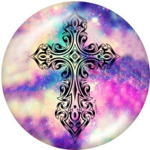 20MM  Cross  Faith  Print   glass  snaps buttons