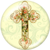 20MM  Cross  Faith  Print   glass  snaps buttons