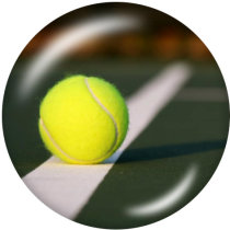 20MM   L   love tennis  Print   glass  snaps buttons