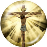 20MM  Cross  Faith  Print   glass  snaps buttons