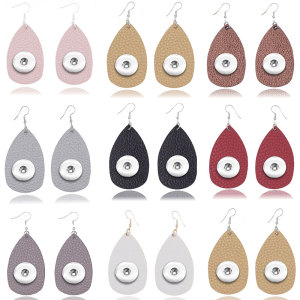Solid color Leather snap earring fit 20MM snaps style jewelry