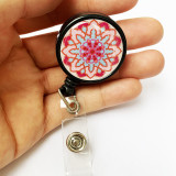 Colored flowers Epoxy easy pull buckle Easy pull retractable ID buckle badge buckle